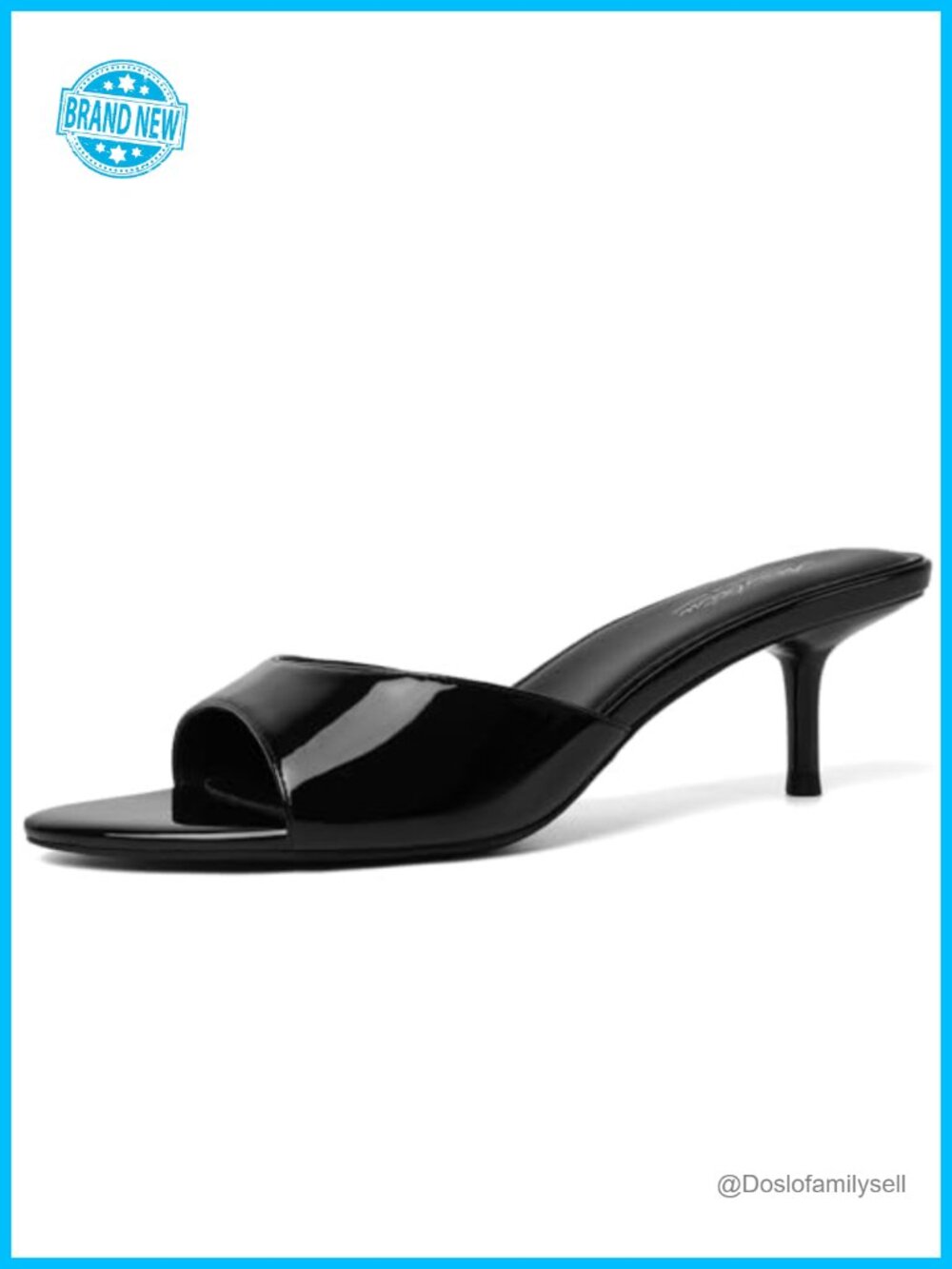 Kitten Heels Faux Leather Pointed Toe Mules Slip On Backless Sandals